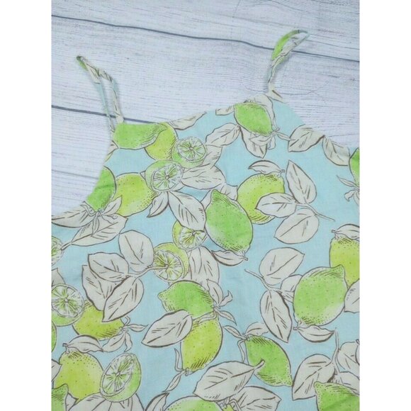 9 Zara Lime Print Linen Dress - Picture 2 of 7